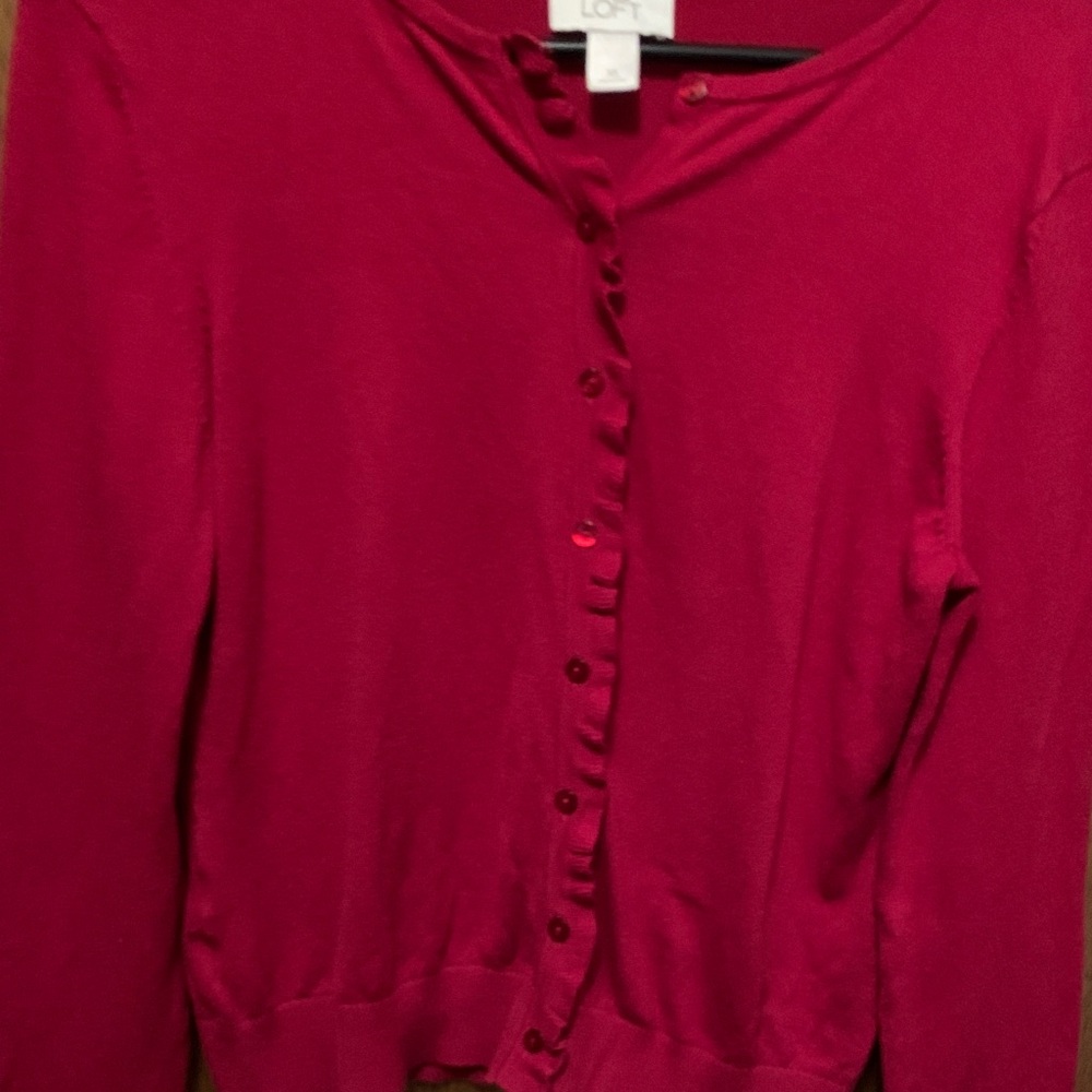 LOFT Rich Red Knit Cardigan